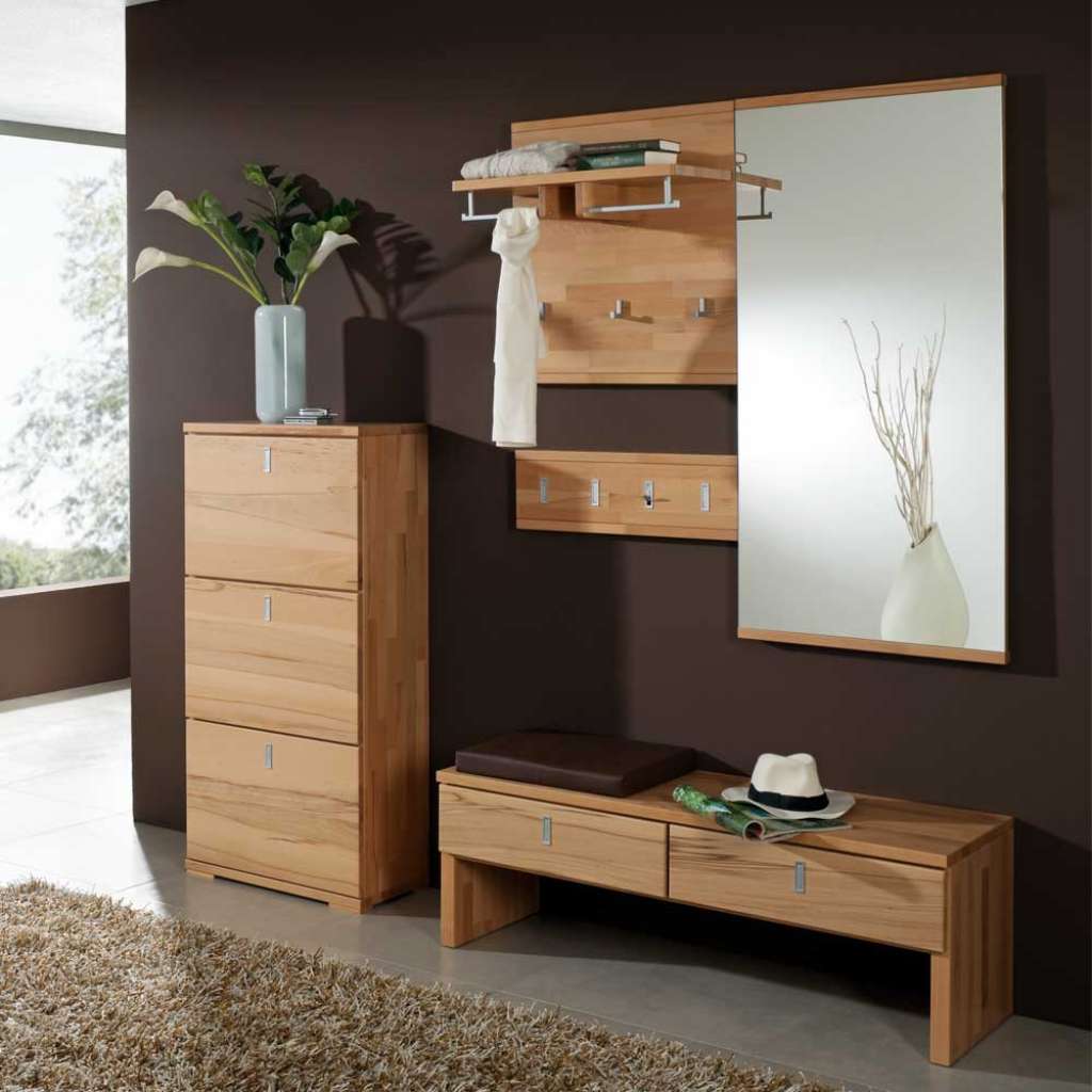 Dielen Set aus Kernbuche Massivholz mit Bank (5-teilig)