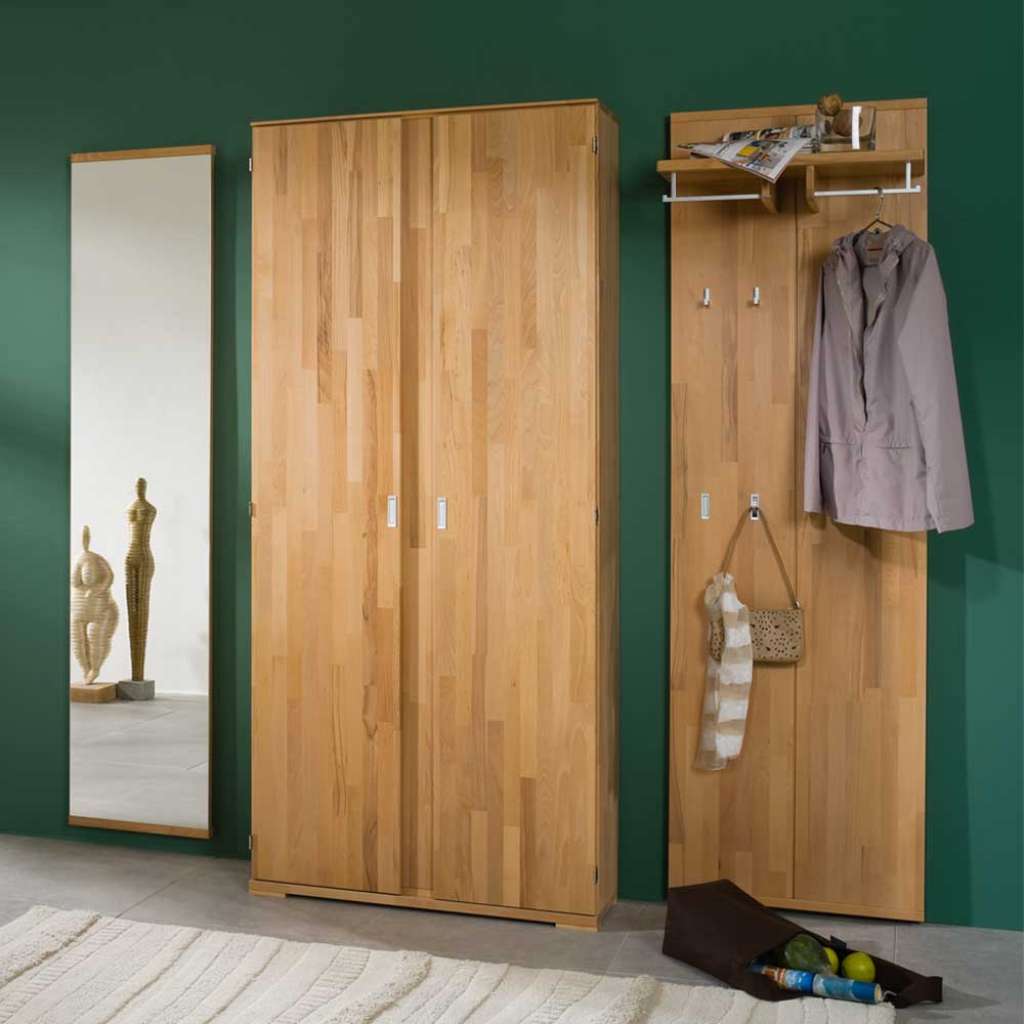 Massivholz Garderobenmöbel aus Kernbuche lackiert (3-teilig)