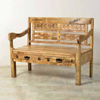 Holzbank mit Antik Finish Industry Style