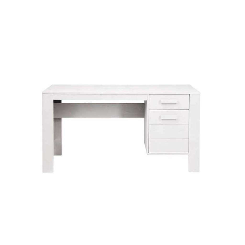 Massiver Schreibtisch in Weiß 140 cm