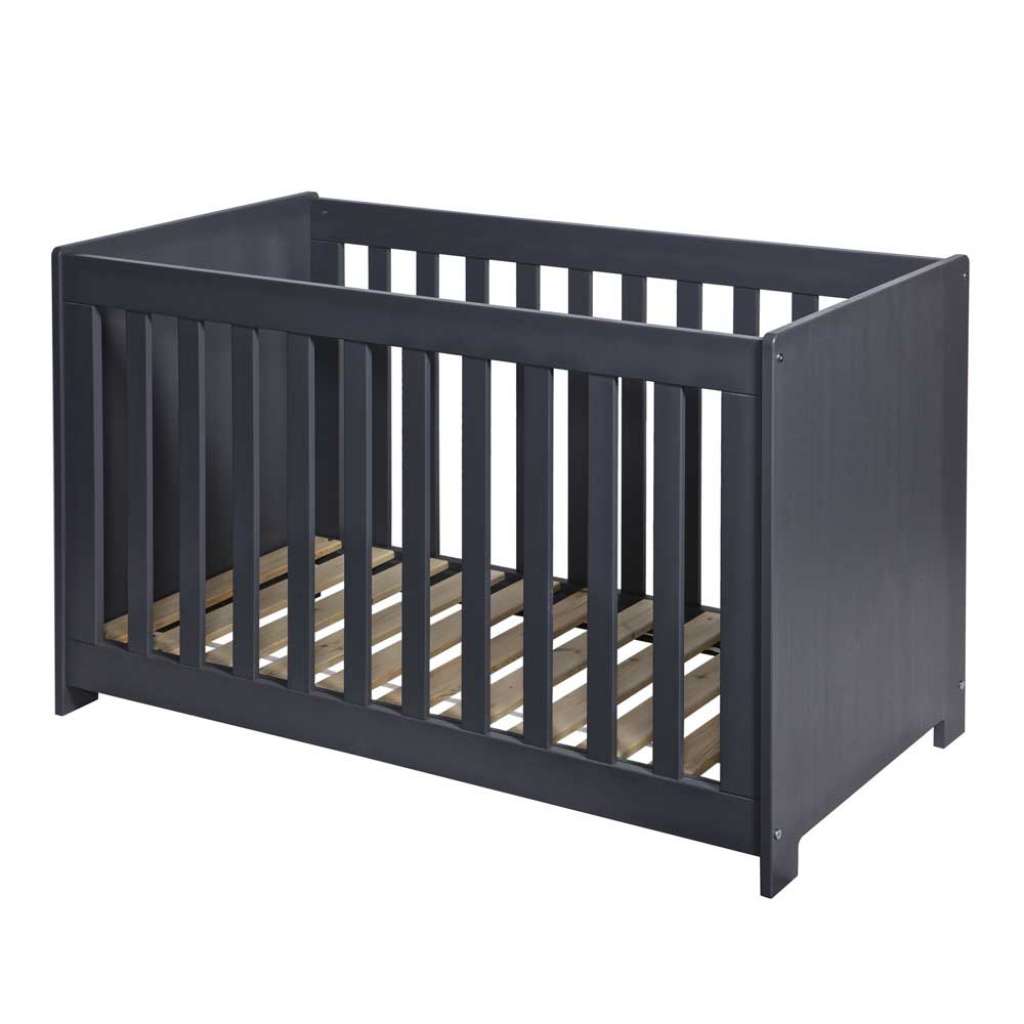 Babybettchen in Anthrazit aus Massivholz