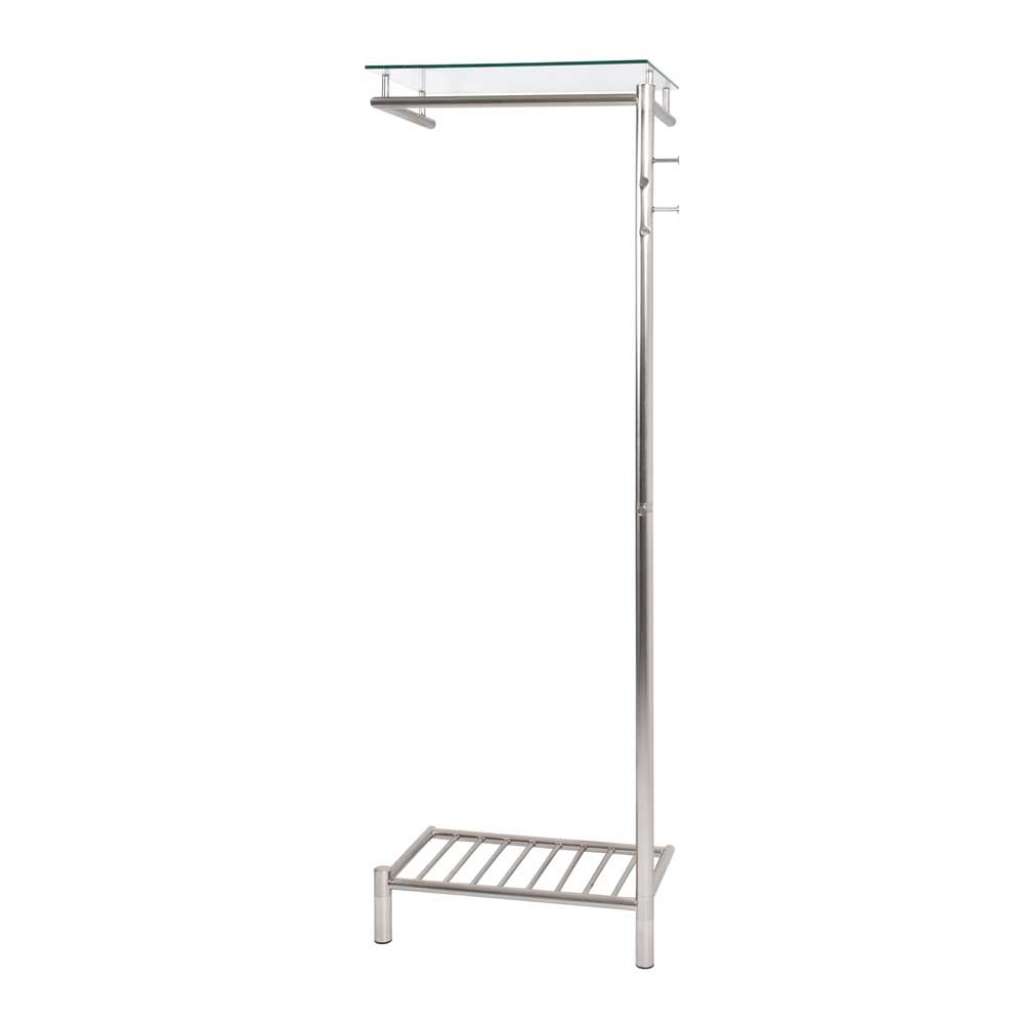Garderobe aus Stahl Glasablage