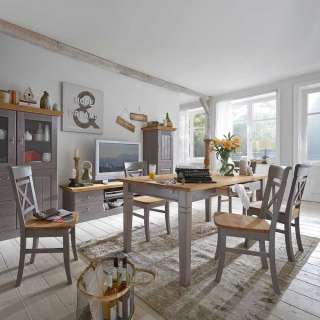 Essgruppe im Landhausstil Kiefer Massivholz (7-teilig)
