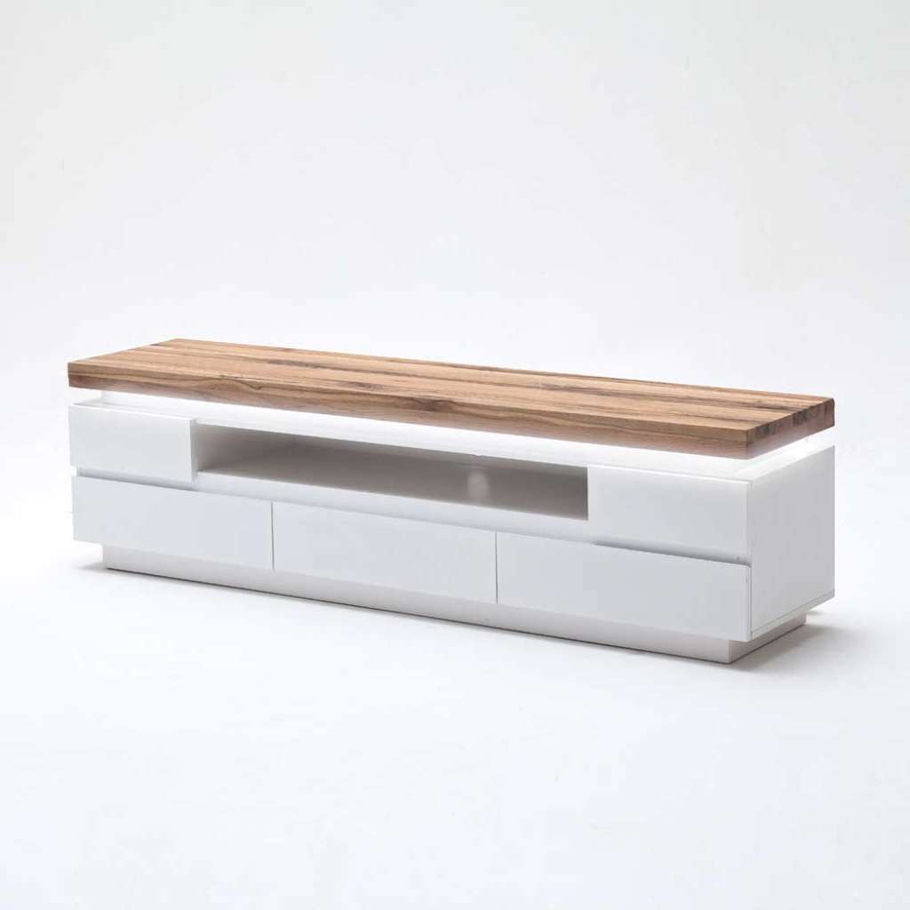 TV Board mit LED Beleuchtung Weiß matt