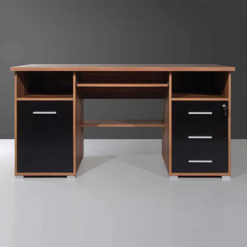 Bürotisch in Schwarz Nussbaum Dekor