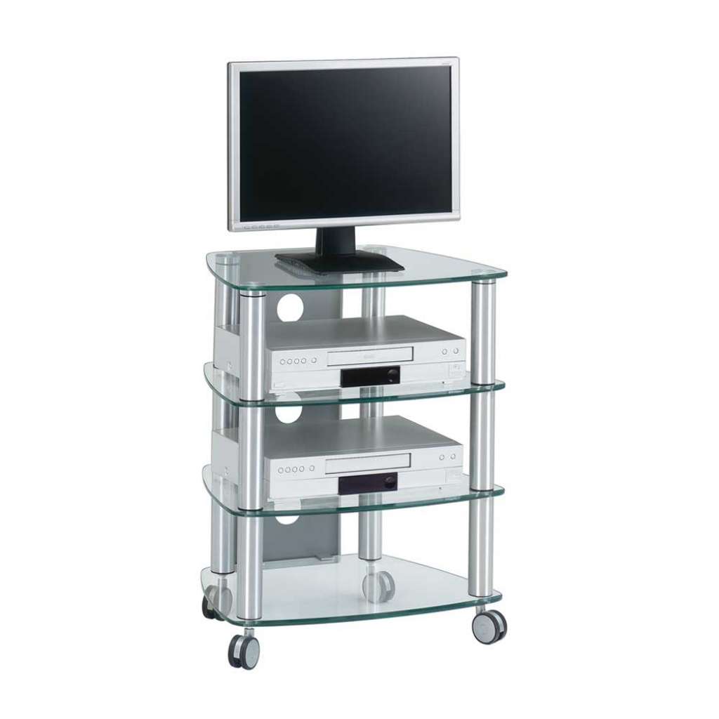 TV Rollwagen aus Glas Aluminium