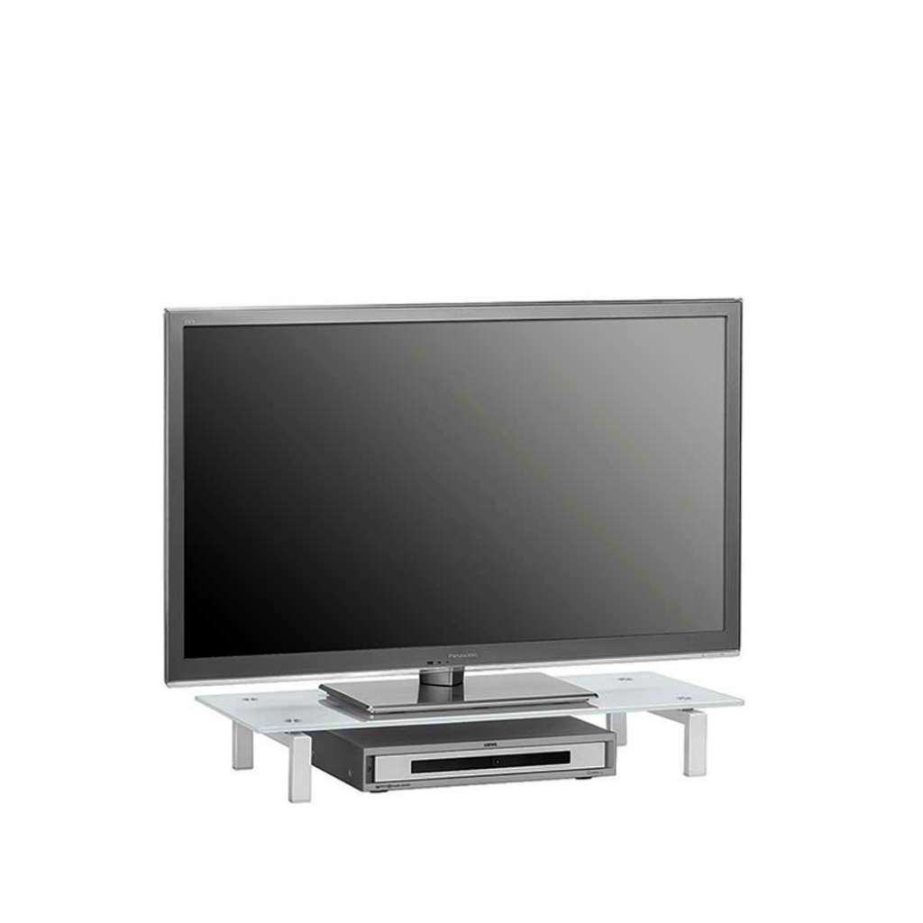 TV Aufsatz aus Metall Weiß Glas
