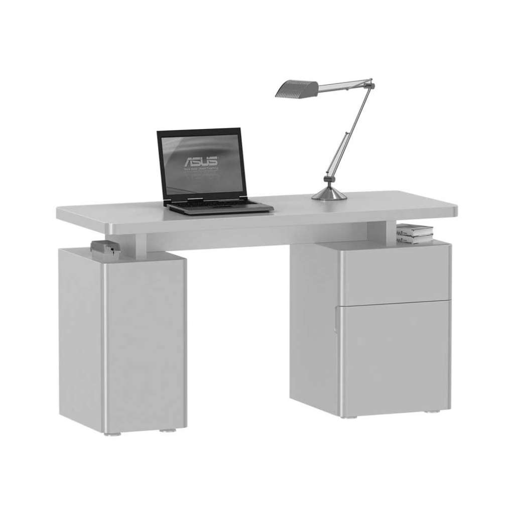 Laptop Schreibtisch in Weiß Hochglanz 140 cm breit