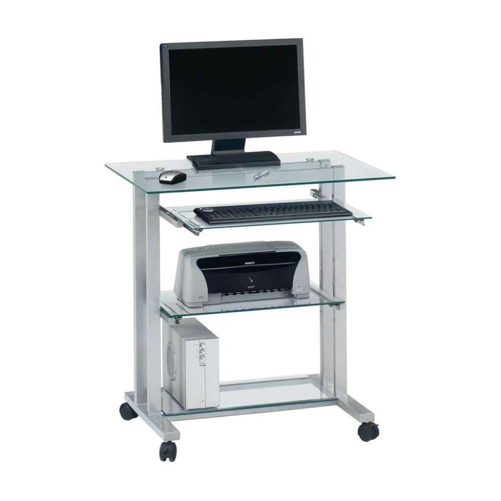 PC Tisch auf Rollen mit Glasplatte