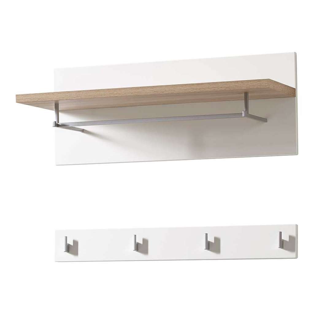 Hängegarderobe in Weiß mit Hutablage (2-teilig)