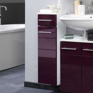 Badezimmer Unterschrank in Aubergine Hochglanz hängend
