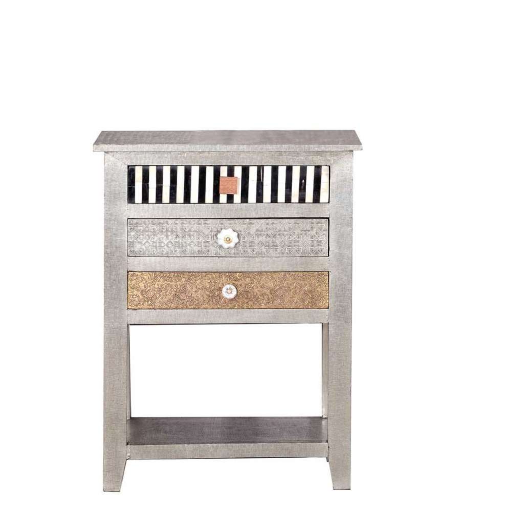 Designertisch in Silber Schubladen