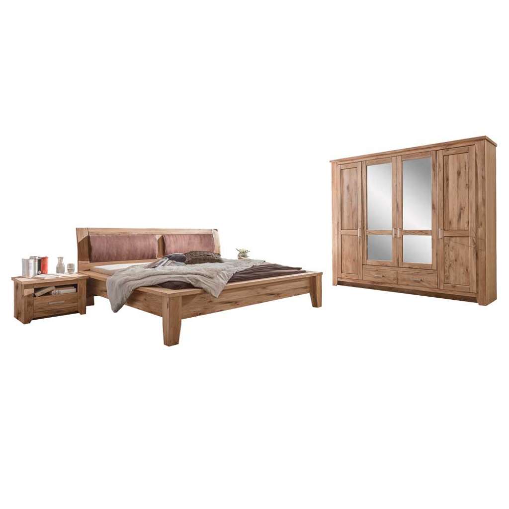 Schlafzimmer Einrichtung aus Eiche teilmassiv komplett (4-teilig)