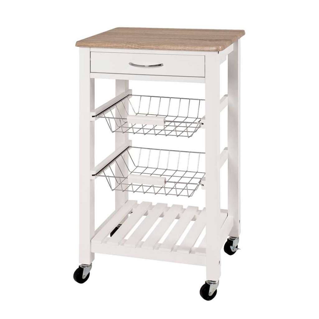 Servierwagen in Weiß mit Rollen