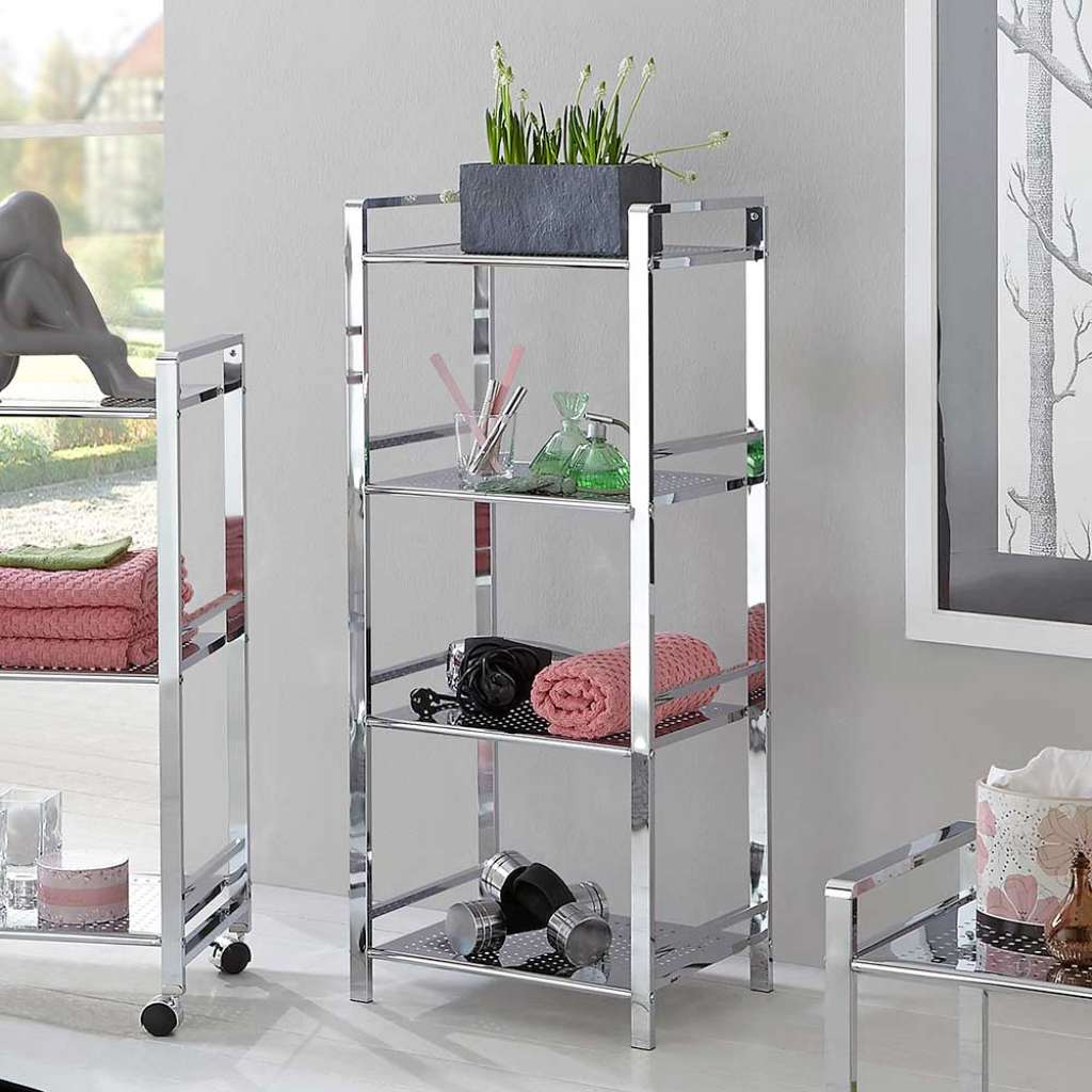 Badezimmer Regal aus Metall Chrom