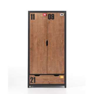 Jugendzimmerschrank in Braun Schwarz modern