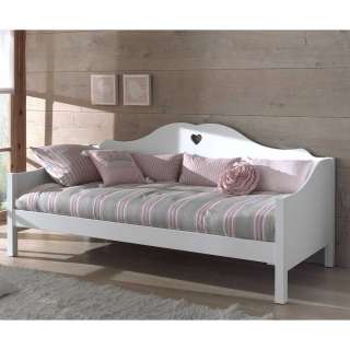 Mädchenbett in Weiß Herzchen Design