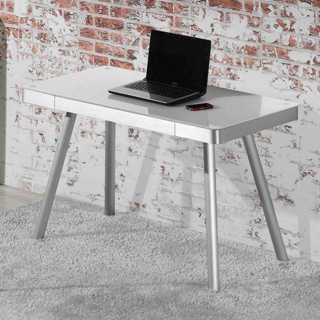 Schreibtisch im Retro Design Glasplatte