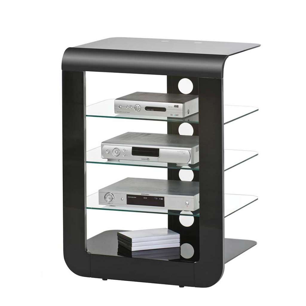 Hifi Rack in Schwarz Hochglanz Beleuchtung