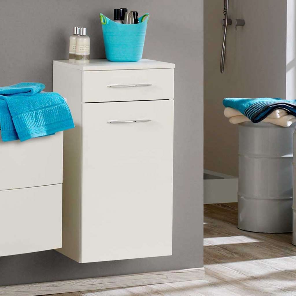 Badezimmer Unterschrank in Hochglanz Weiß 40 cm