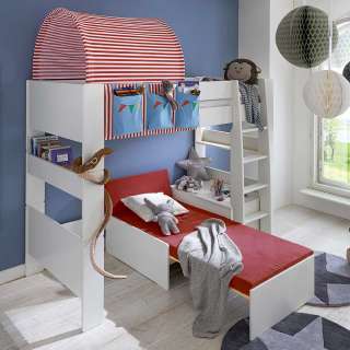 Kinderhochbett mit Tunnel Zirkus Design (4-teilig)