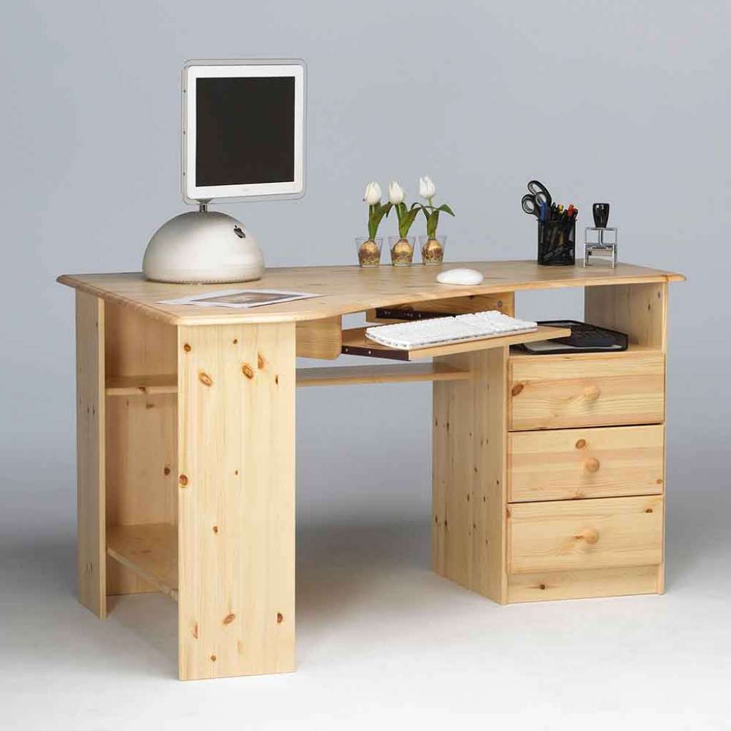 Schreibtisch für Ecke Kiefer Massivholz