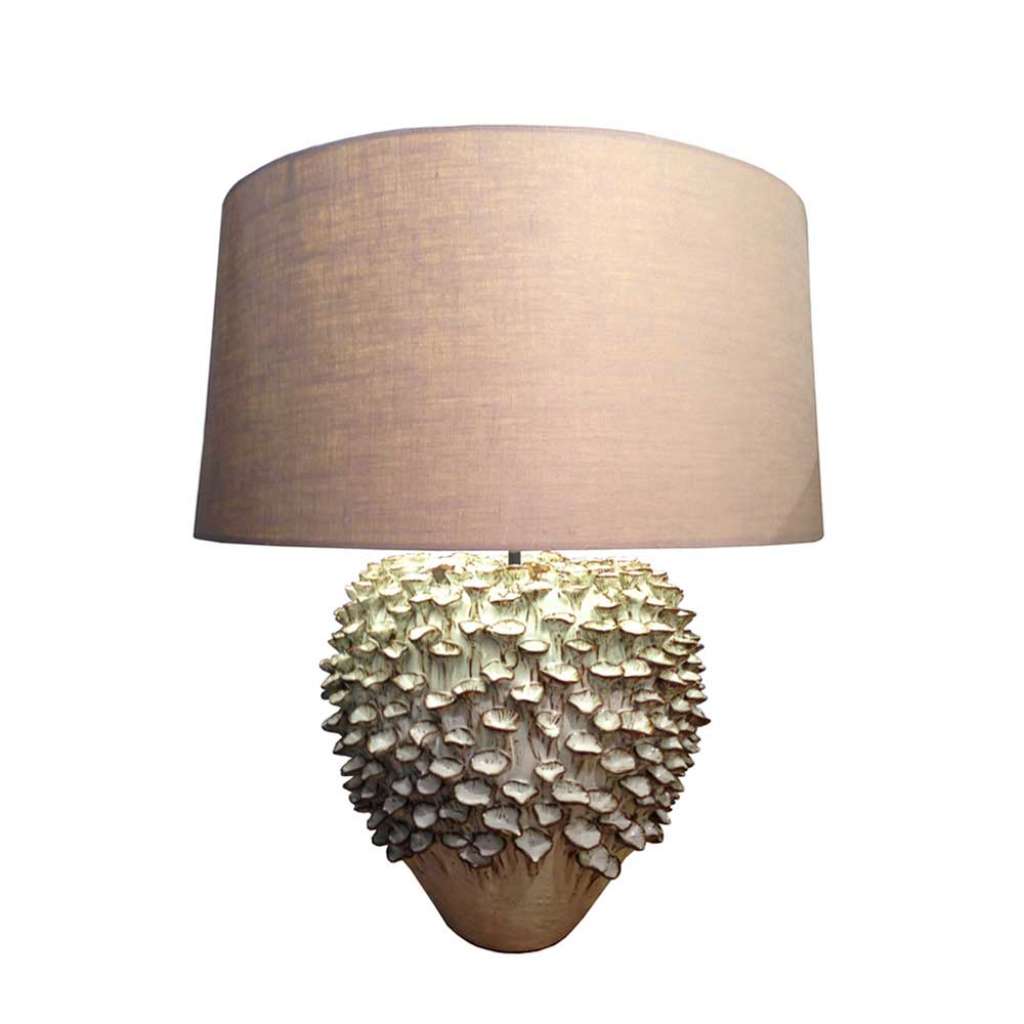 Tischlampe mit Keramikfuß Schirm