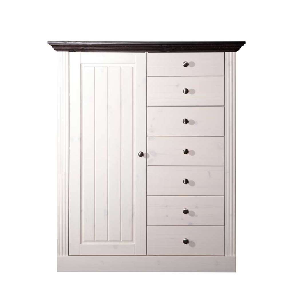 Hochkommode im Landhausstil Weiß Braun