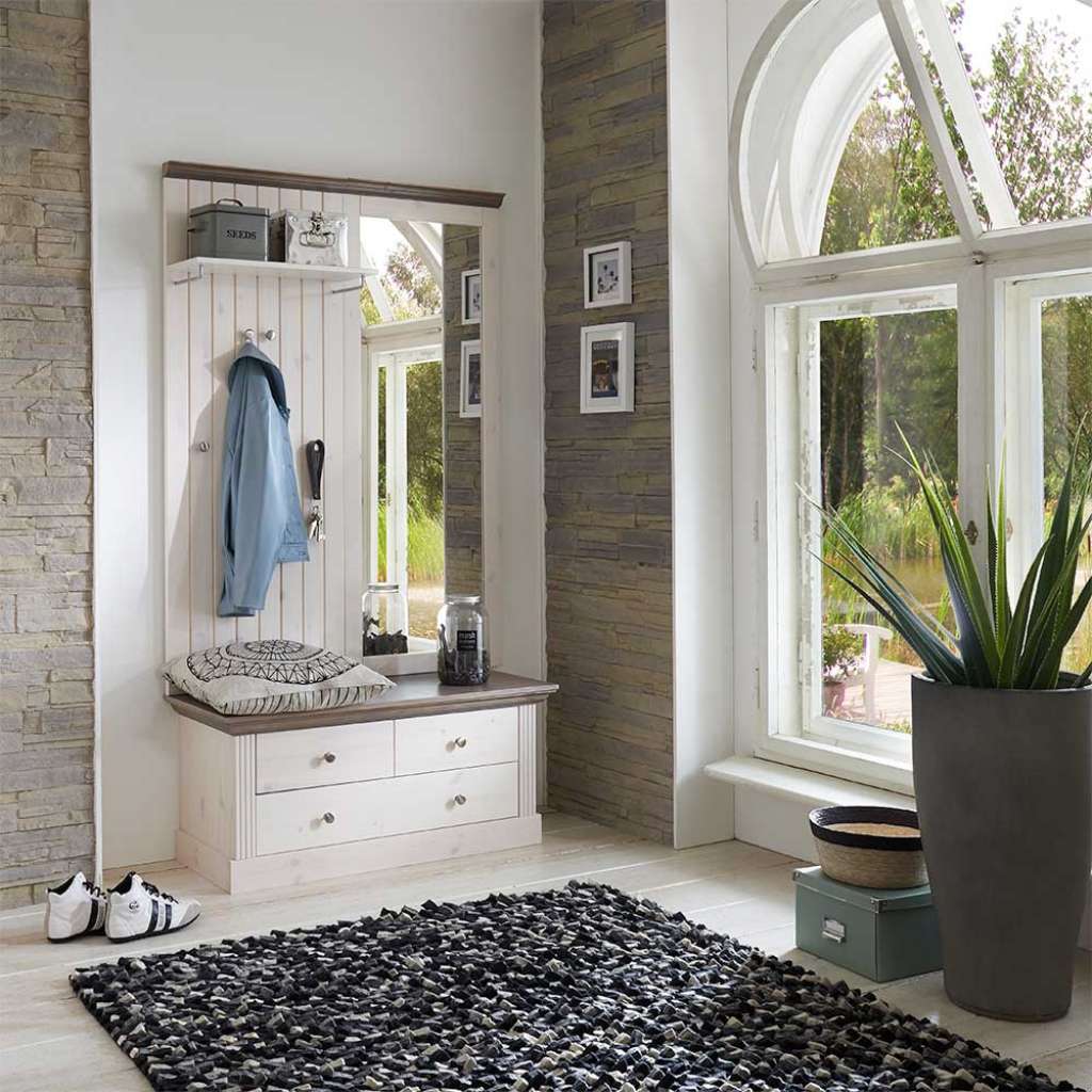 Garderobenmöbel Set im Landhausstil Kiefer Massivholz (3-teilig)