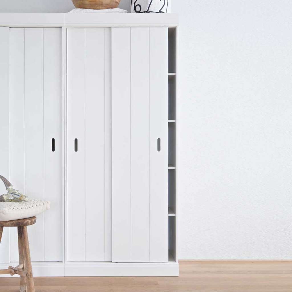 Landhaus Bücherschrank in Weiß Kiefer Massivholz