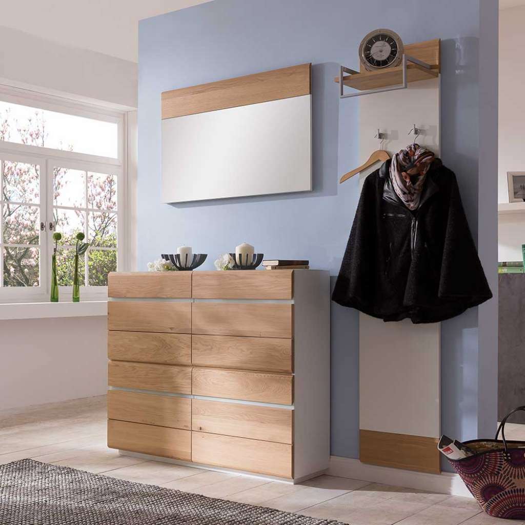 Garderobenmöbel in Weiß Wildeiche modern (3-teilig)
