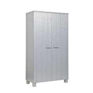 Jugendzimmer Kleiderschrank in Grau Kiefer Massivholz