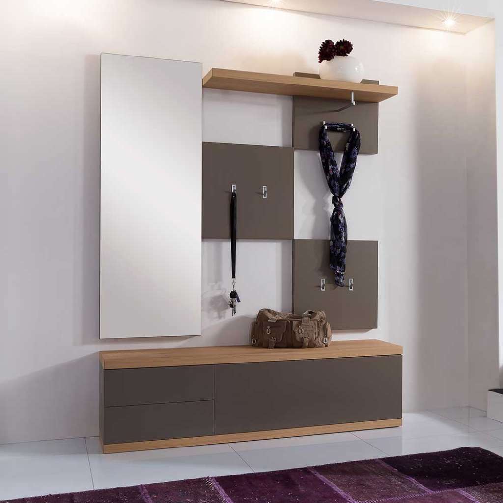 Flurmöbel Set mit Wildeiche furniert Grau Braun (5-teilig)