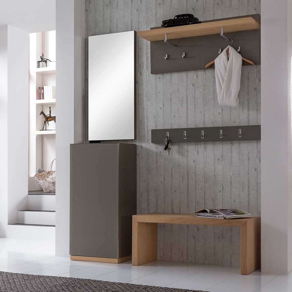 Dielenmöbel mit Wildeiche furniert Grau Braun (5-teilig)