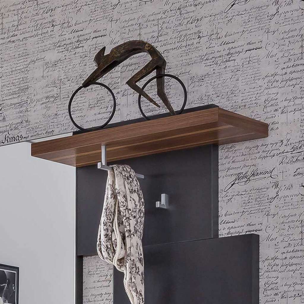 Hängegarderobe mit Nussbaum furniert Granit Grau