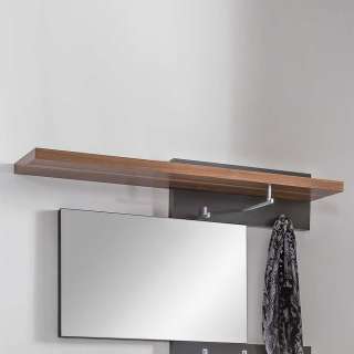 Wandgarderobe in Nussbaum Granit Grau