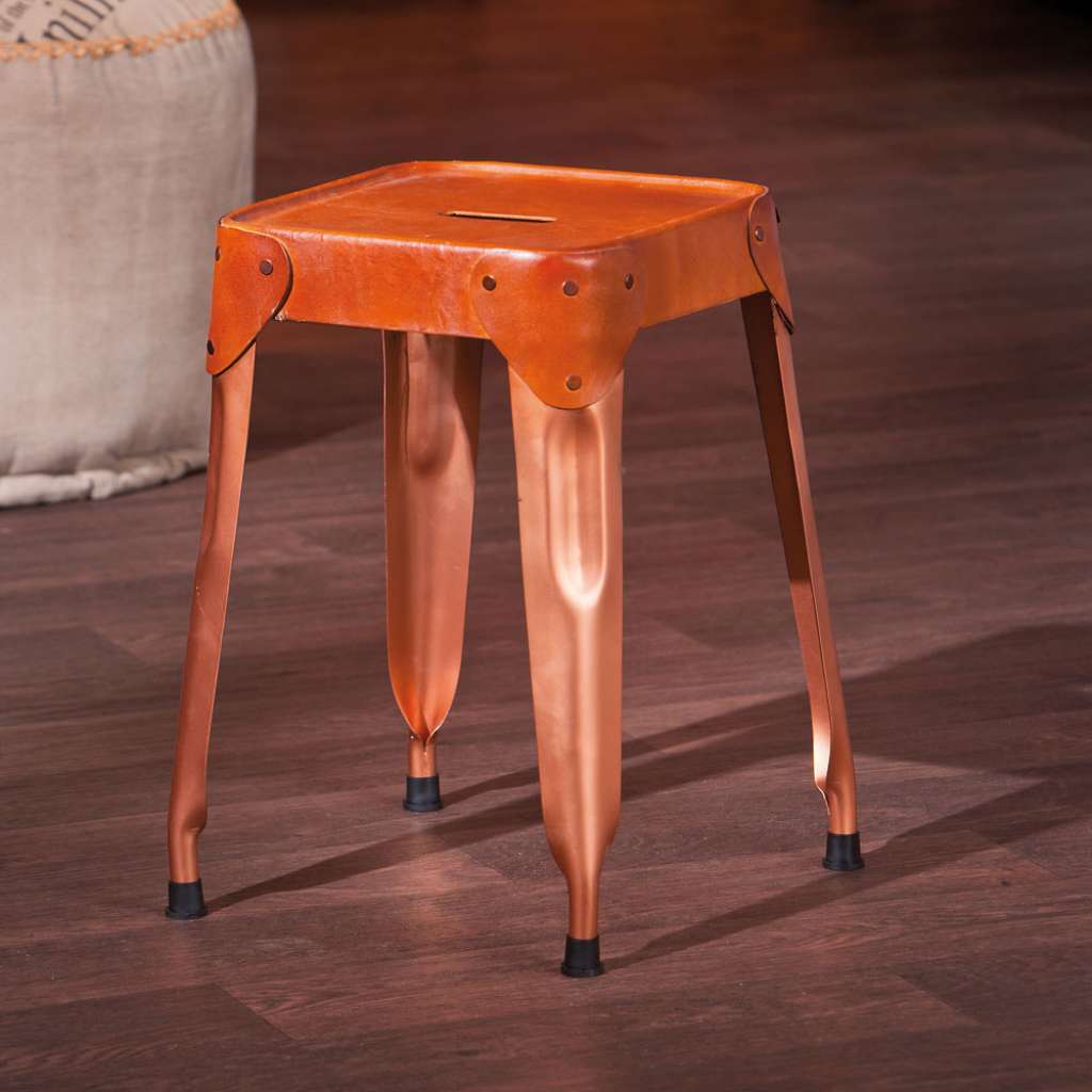 Hocker in Kupferfarben Leder (4er Set)