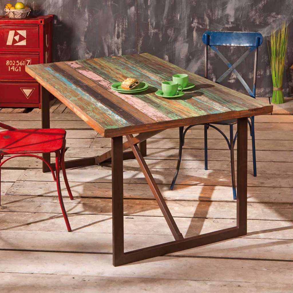 Shabby Chic Esstisch in Braun Bunt 160 cm