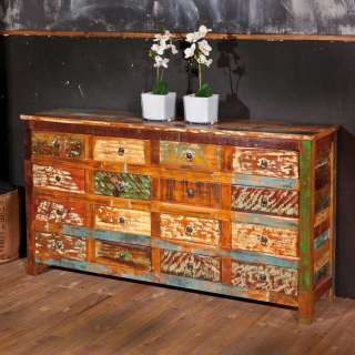Schubladen Sideboard im Shabby Chic Design Bunt Holz