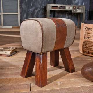 Sitzhocker im Vintage Style Beige Braun
