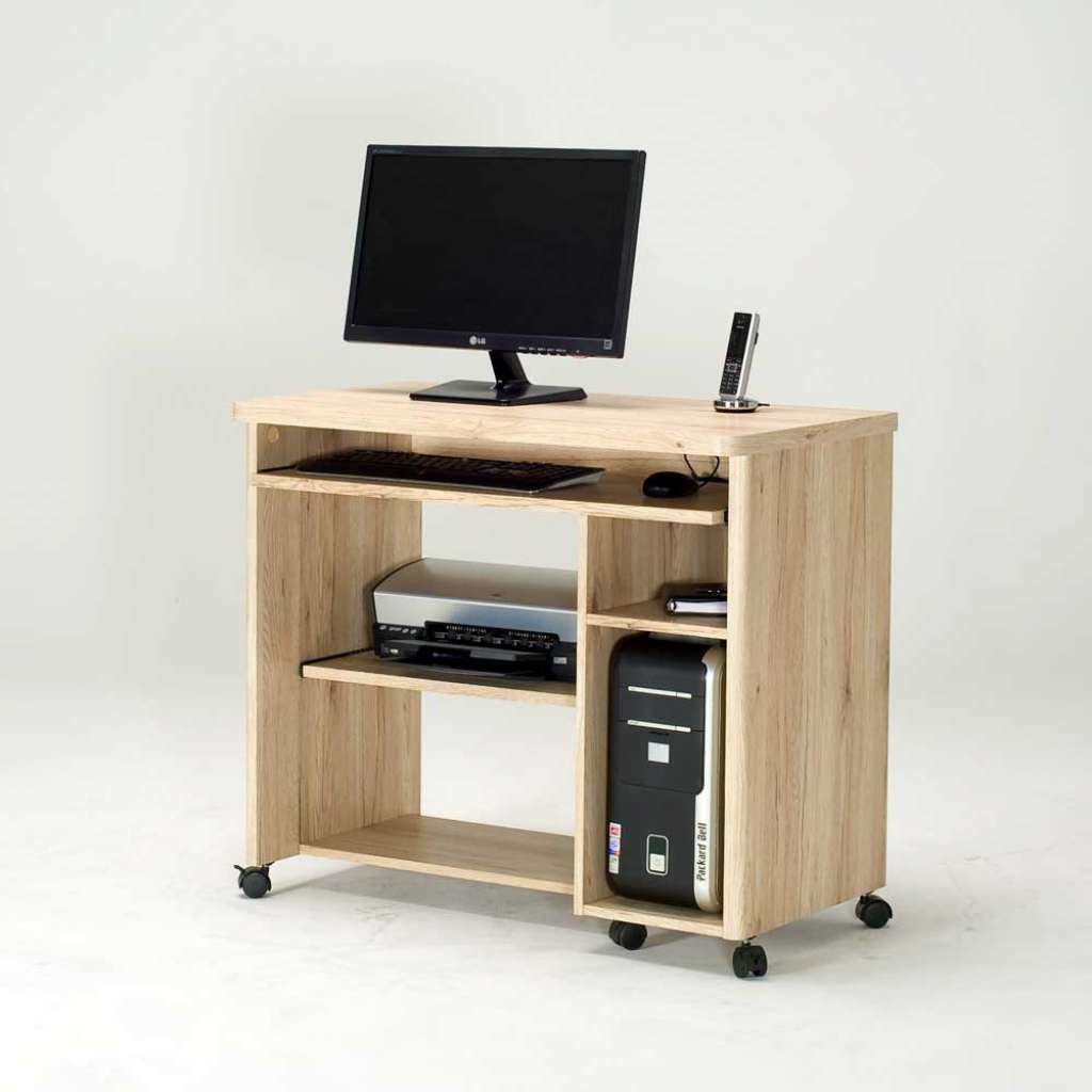 PC Tisch mit Rollen Eiche