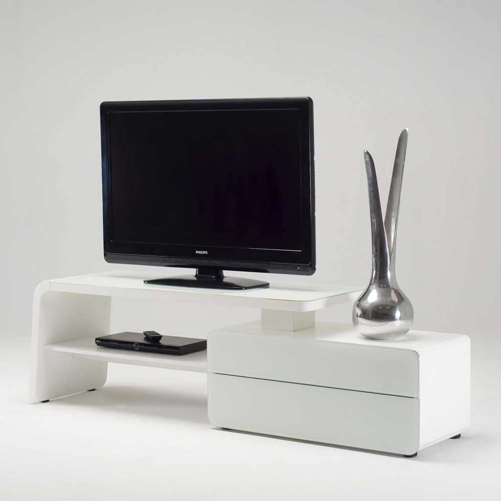 TV Unterschrank in Weiß Glas beschichtet