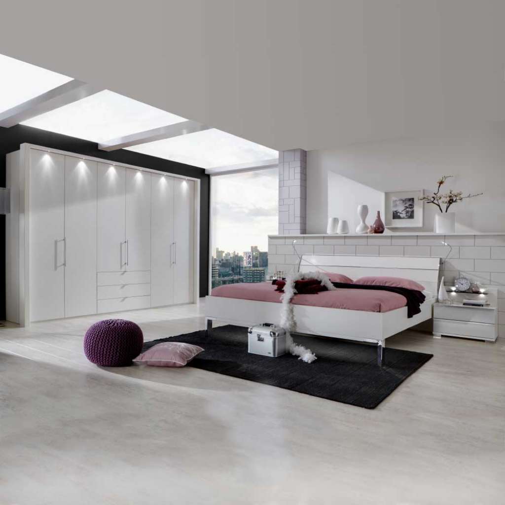 Schlafzimmer Einrichtung in Weiß Beleuchtung (4-teilig)