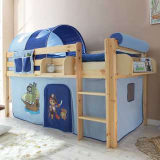 Jungen Halbhochbett im Piraten Design Blau