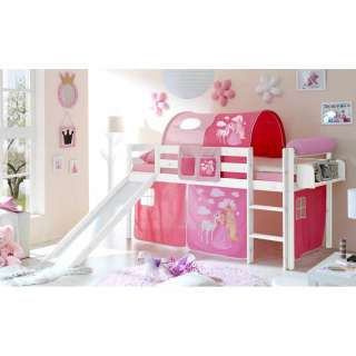 Kinder Rutschbett im Prinzessin Design Rosa Weiß