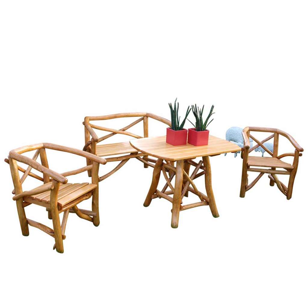 Garten Sitzgruppe aus Knüppelholz massiv (4-teilig)