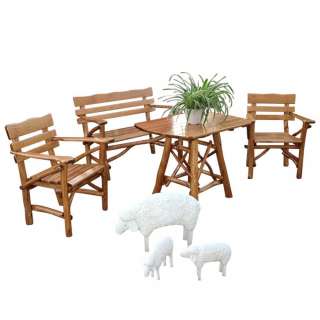 Knüppelholzgarnitur für Garten massiv (4-teilig)
