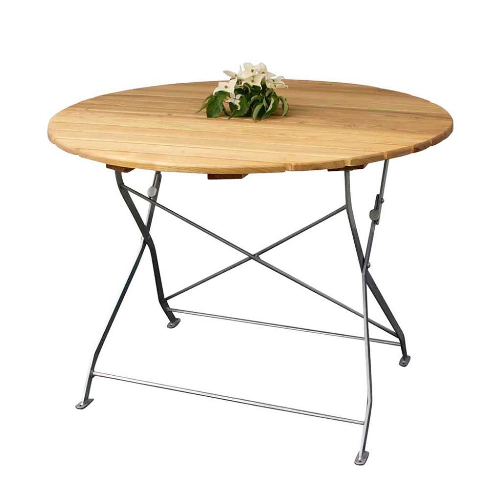 Runder Gartentisch aus Robinie massiv klappbar