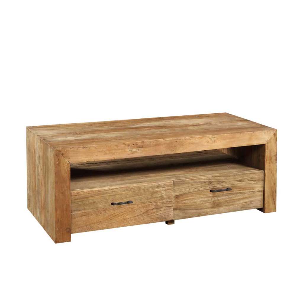Fernsehtisch aus Teak Massivholz Schubladen