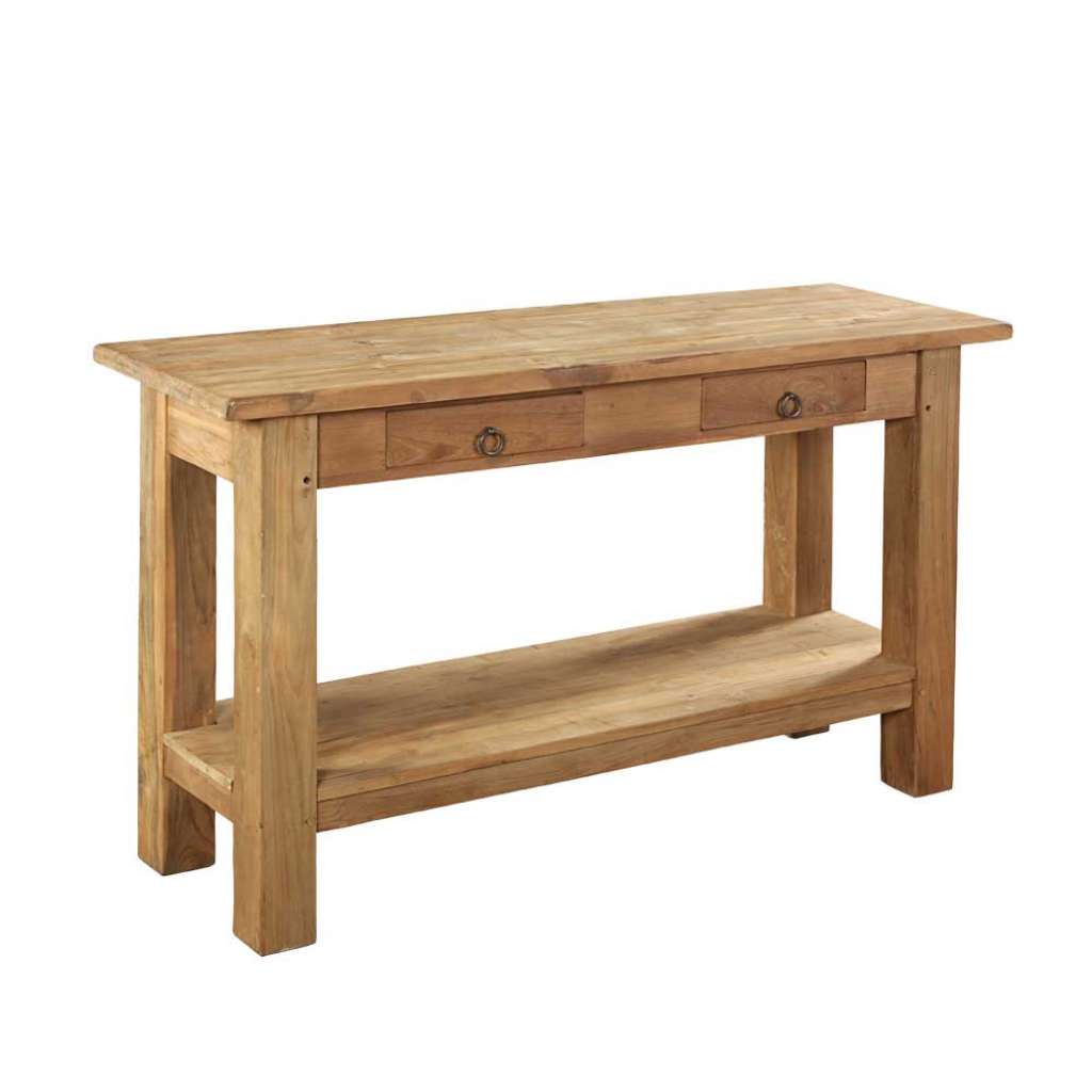 Flur Konsolentisch aus Teak Massivholz Schubladen